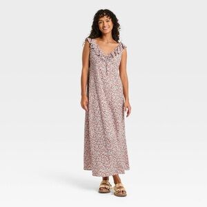 Universal Thread Coral and White Floral Maxi Dress